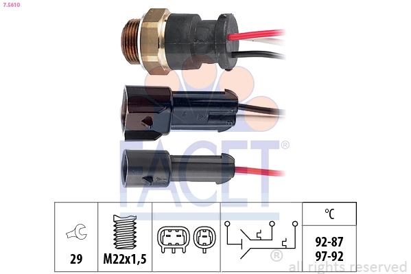 Термовыключатель вентилятор радиатора made in italy - oe equivalent FACET 7.5610