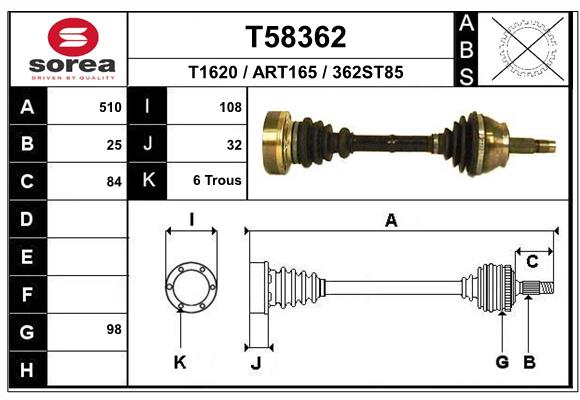 Приводной вал EAI T58362