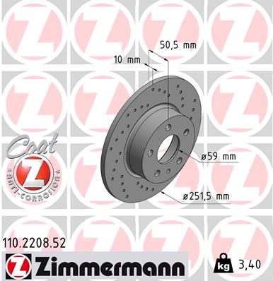 Тормозной диск sport brake disc z ZIMMERMANN 110.2208.52