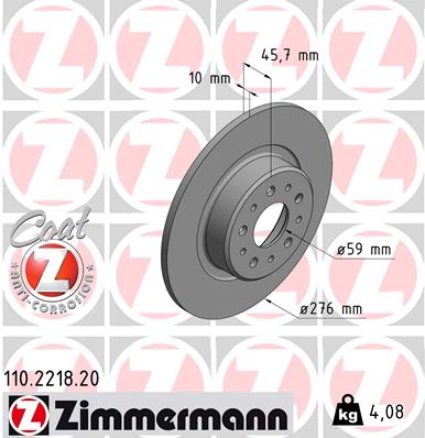 Тормозной диск coat z ZIMMERMANN 110.2218.20