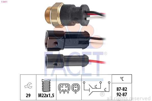 Термовыключатель вентилятор радиатора made in italy - oe equivalent FACET 7.5611