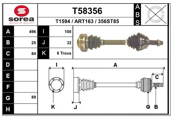 Приводной вал EAI T58356