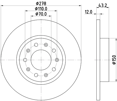 Тормозной диск pro HELLA/BEHR/PAGID 8DD 355 116-671