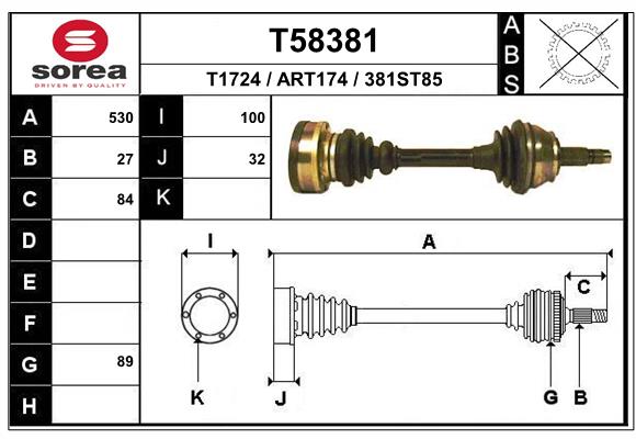 Приводной вал EAI T58381