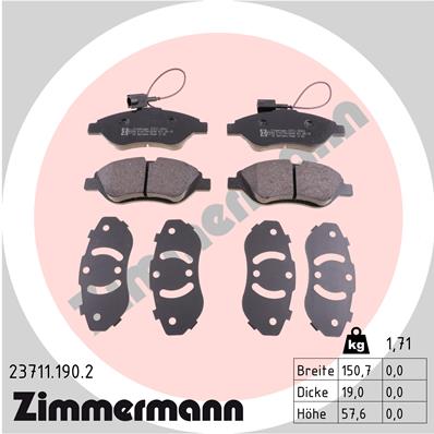 Комплект тормозных колодок дисковый тормоз ZIMMERMANN 23711.190.2