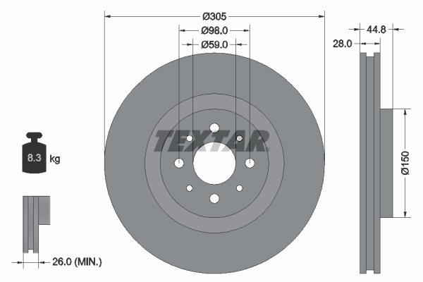 Тормозной диск pro TEXTAR 92228503