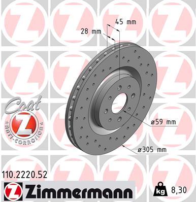 Тормозной диск sport brake disc z ZIMMERMANN 110.2220.52