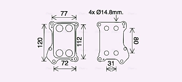 Масляный радиатор двигательное масло AVA QUALITY COOLING OL3688