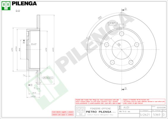 Тормозной диск PILENGA 5369