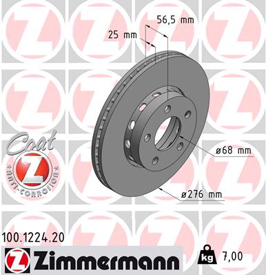 Тормозной диск coat z ZIMMERMANN 100.1224.20