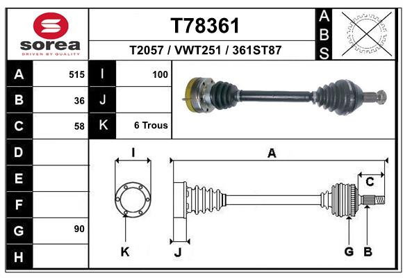 Приводной вал EAI T78361