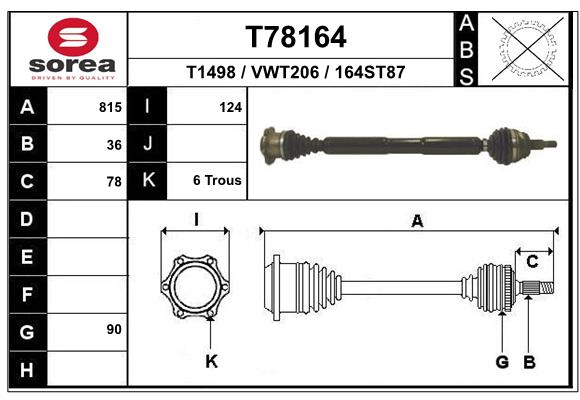 Приводной вал EAI T78164