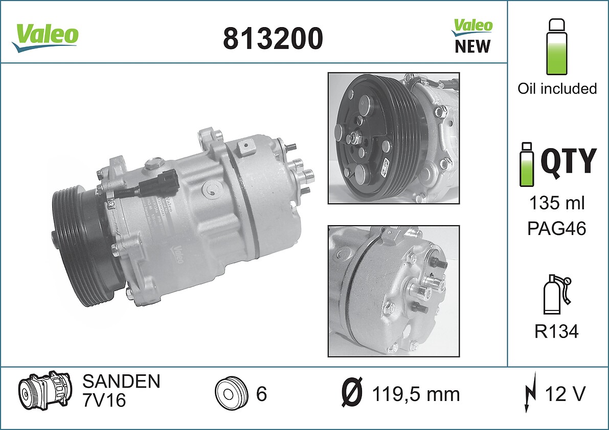 Компрессор кондиционер valeo core-flex VALEO 813200
