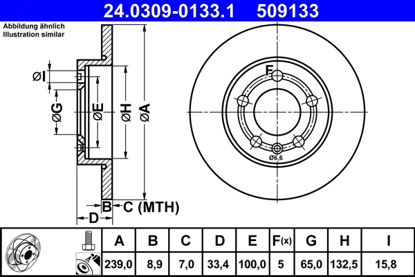 Тормозной диск powerdisc ATE 24.0309-0133.1