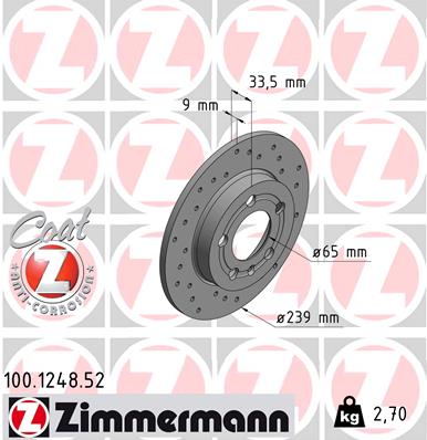 Тормозной диск sport brake disc z ZIMMERMANN 100.1248.52