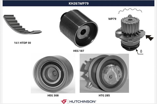Водяной насос + комплект зубчатого ремня HUTCHINSON KH 267WP79