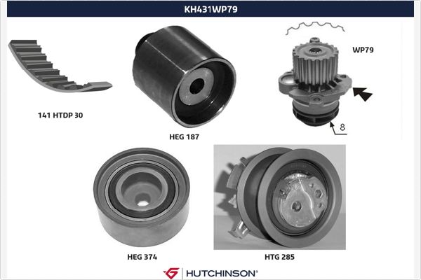 Водяной насос + комплект зубчатого ремня HUTCHINSON KH 431WP79