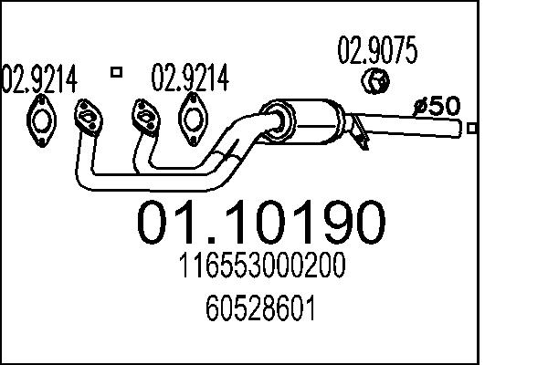 Труба выхлопного газа MTS 01.10190