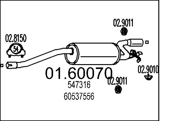 Глушитель выхлопных газов конечный MTS 01.60070