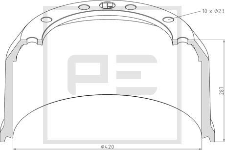 Тормозной барабан PE AUTOMOTIVE 046.616-10A