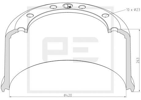 Тормозной барабан PE AUTOMOTIVE 046.635-00A