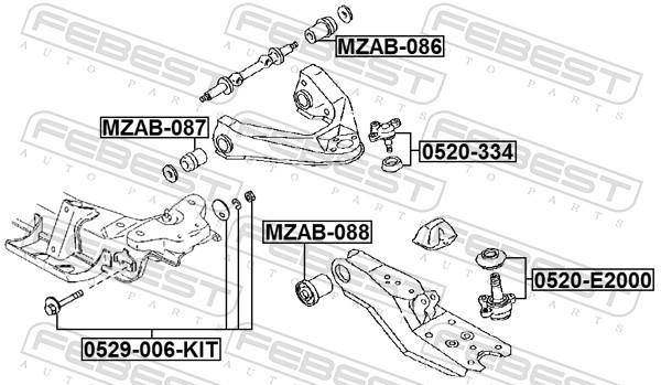 Болт регулировки развала колёс FEBEST 0529-006-KIT