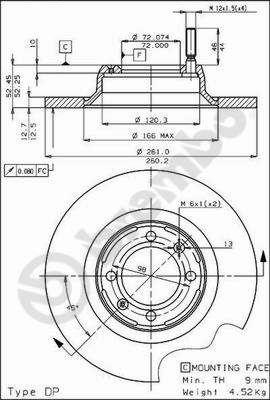 Тормозной диск prime line BREMBO 08.4070.10