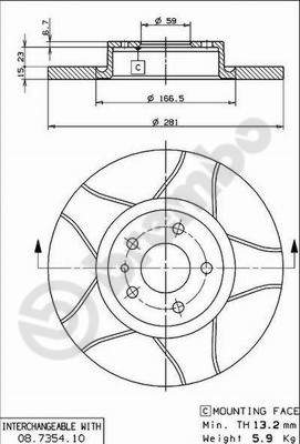 Тормозной диск xtra line - max BREMBO 08.7354.75