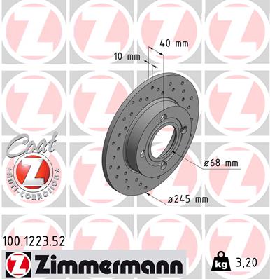 Тормозной диск sport brake disc z ZIMMERMANN 100.1223.52