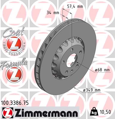 Тормозной диск formula z brake disc ZIMMERMANN 100.3386.75