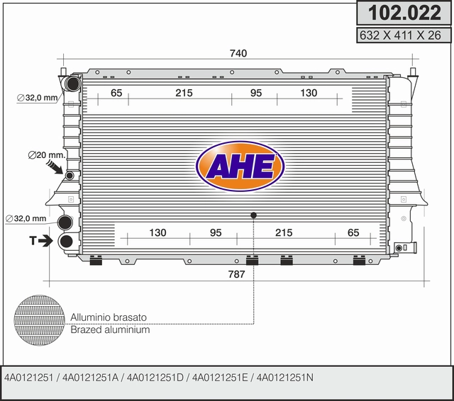 Радиатор охлаждение двигателя AHE 102.022