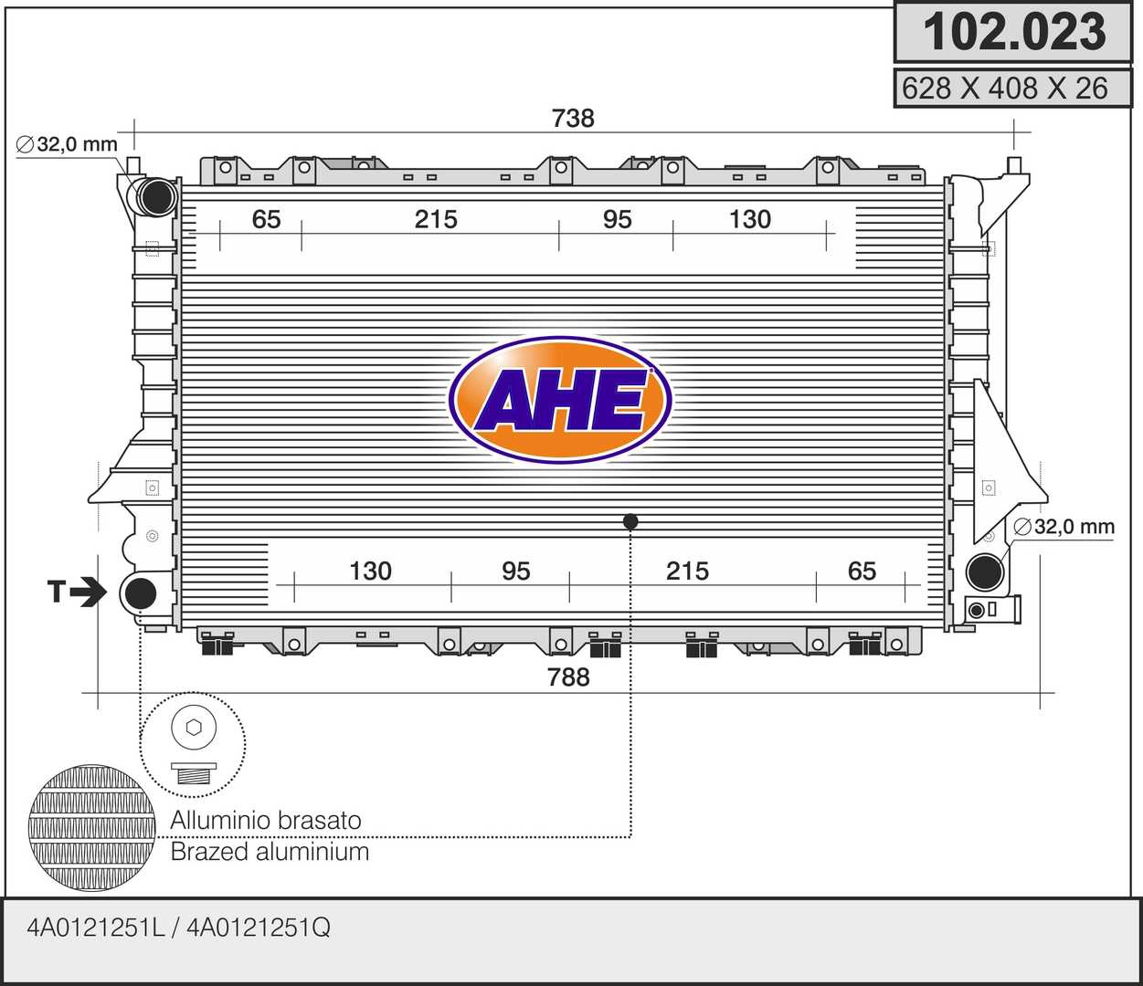 Радиатор охлаждение двигателя AHE 102.023