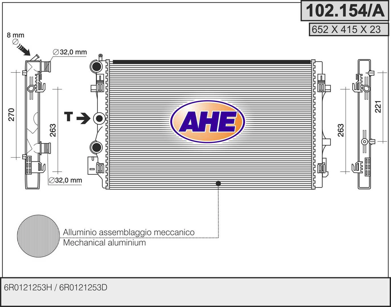 Радиатор охлаждение двигателя AHE 102.154/A