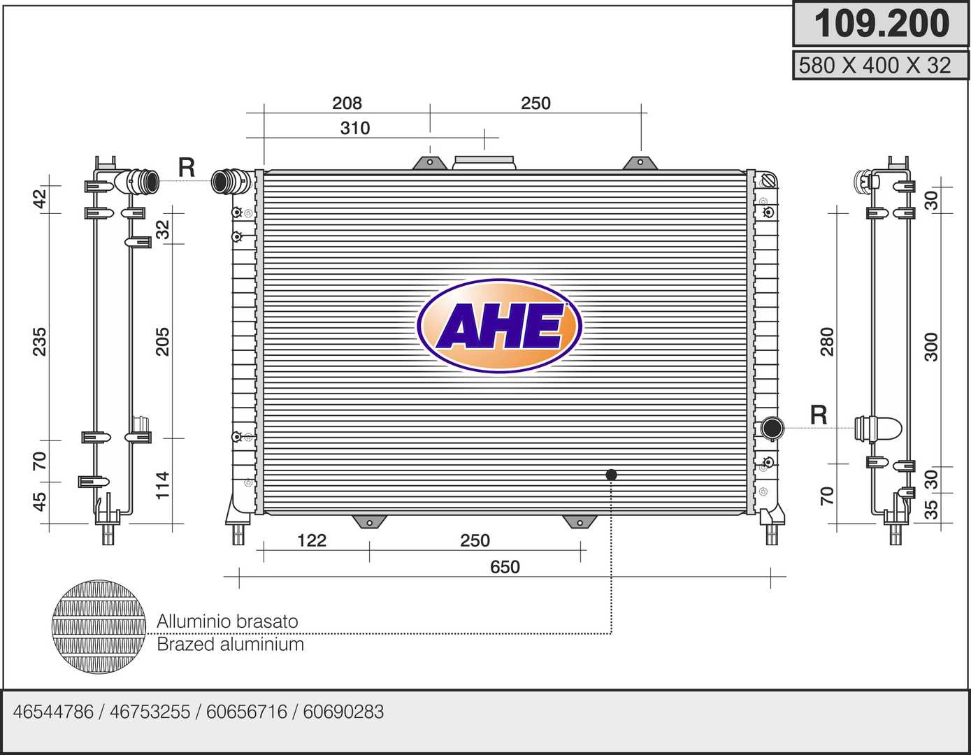 Радиатор охлаждение двигателя AHE 109.200
