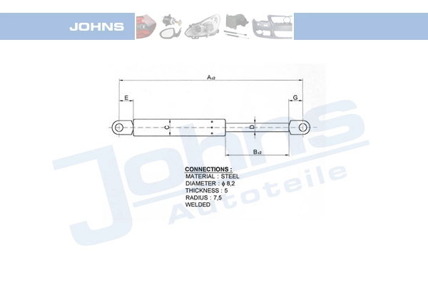 Газовая пружина капот JOHNS 13 07 03-91