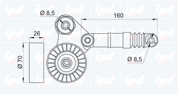 Натяжитель ремня клиновой зубча IPD 15-3258