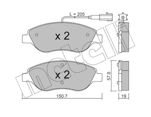 Комплект тормозных колодок дисковый тормоз METELLI 22-0577-1