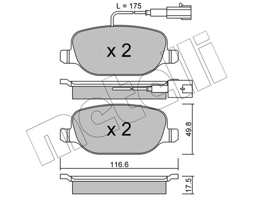 Комплект тормозных колодок дисковый тормоз METELLI 22-0704-1