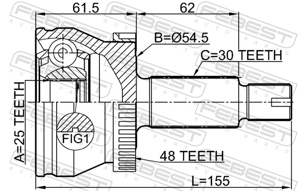 Шарнирный комплект приводной вал FEBEST 2210-D4224A48
