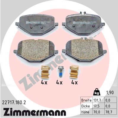 Комплект тормозных колодок дисковый тормоз ZIMMERMANN 22717.180.2
