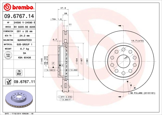 Тормозной диск coated disc line AP 24590 V