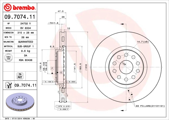 Тормозной диск coated disc line AP 24732 V