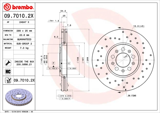 Тормозной диск ap xtra line AP 24847 X