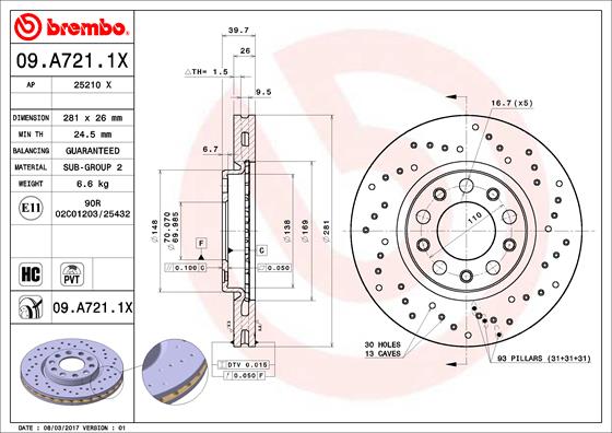 Тормозной диск ap xtra line AP 25210 X