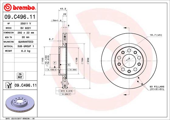 Тормозной диск coated disc line AP 25611 V