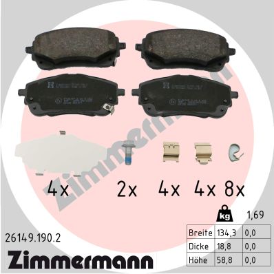 Комплект тормозных колодок дисковый тормоз ZIMMERMANN 26149.190.2