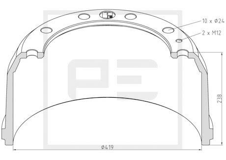 Тормозной барабан PE AUTOMOTIVE 266.584-00A