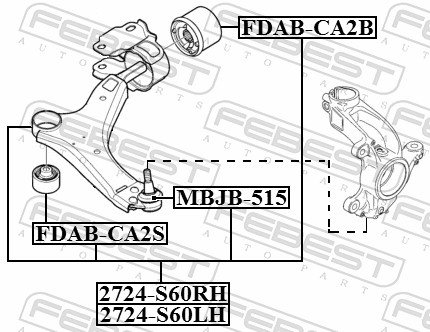 Рычаг независимой подвески колеса подвеска колеса FEBEST 2724-S60RH