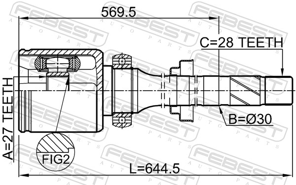 Шарнирный комплект приводной вал FEBEST 2911-FLIIMTRH