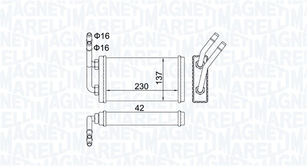 Теплообменник отопление салона MAGNETI MARELLI 350218406000